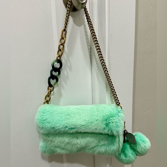 Handmade Real Rex Rabbit Fur Wristlet/Crossbody/Shoulder Bag Includes Free Gift - Picture 1 of 16